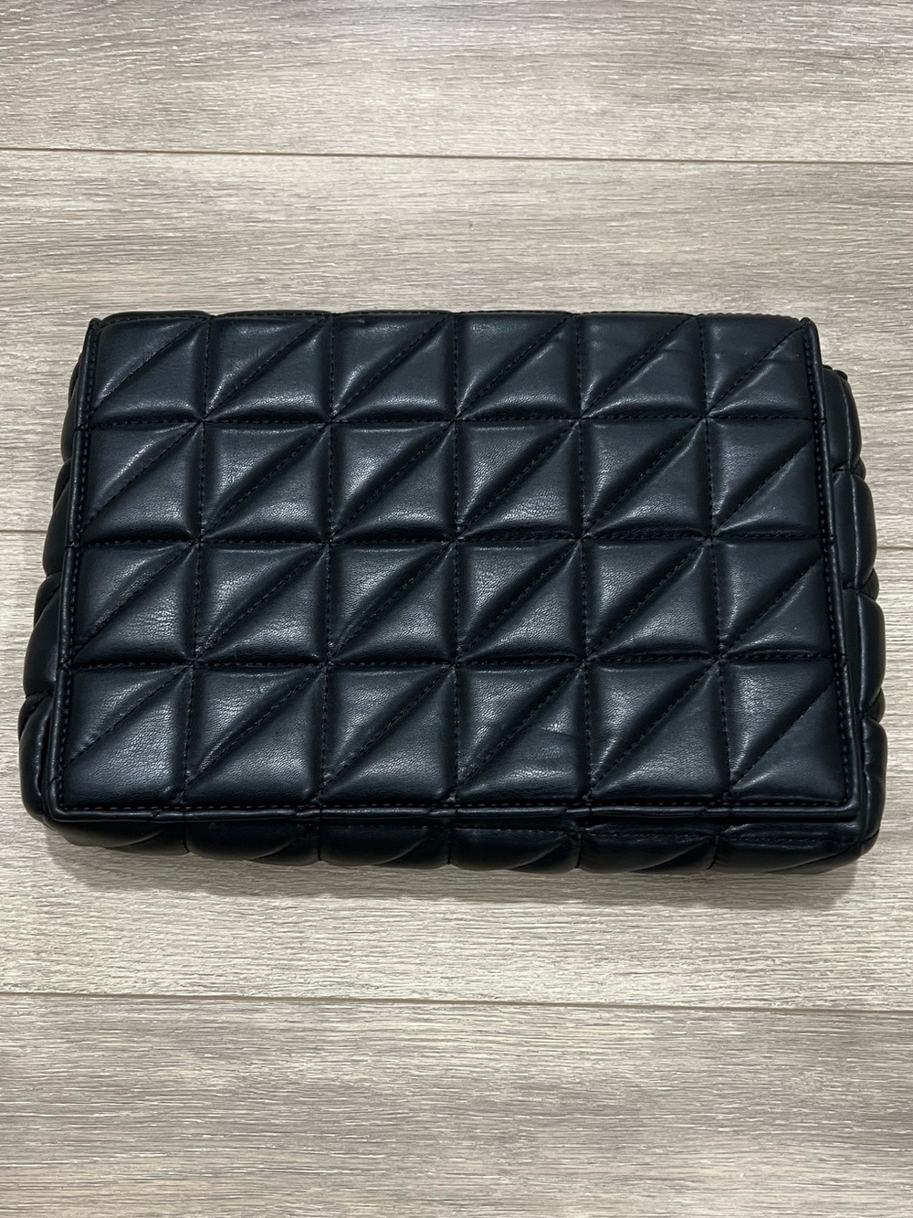 Zara Quilted Black Shoulder Bag with Chunky Gold Chain Strap